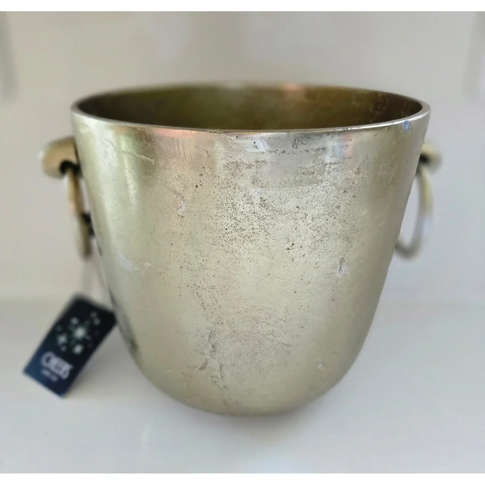Cheers and Co Paris Fleur de Lis Silver Metal Ice Bucket Wine Chiller New